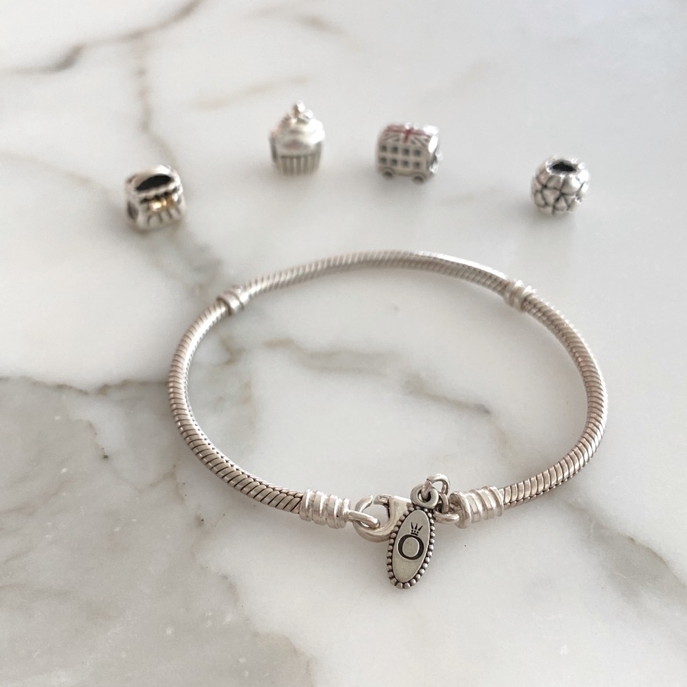 Pandora Sterling silver snake charm bracelet 19cm